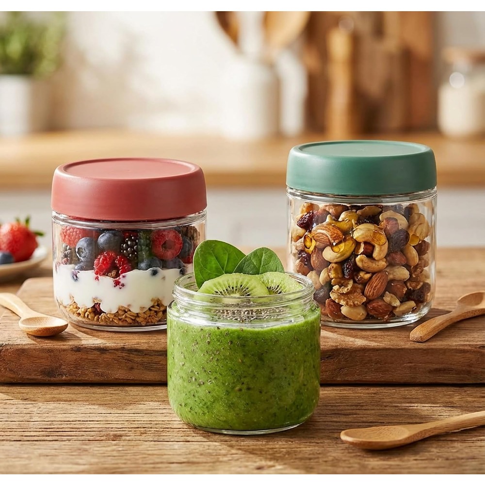 Meal Prep Food - 3 Pack 10oz Glass Jars with