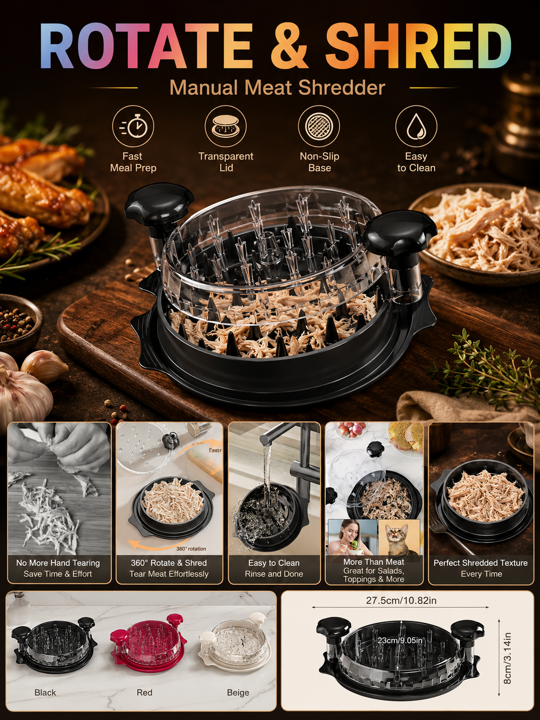 Meal Prep Manual - Multifunctional Chicken Shredder Manual Meat Processor,