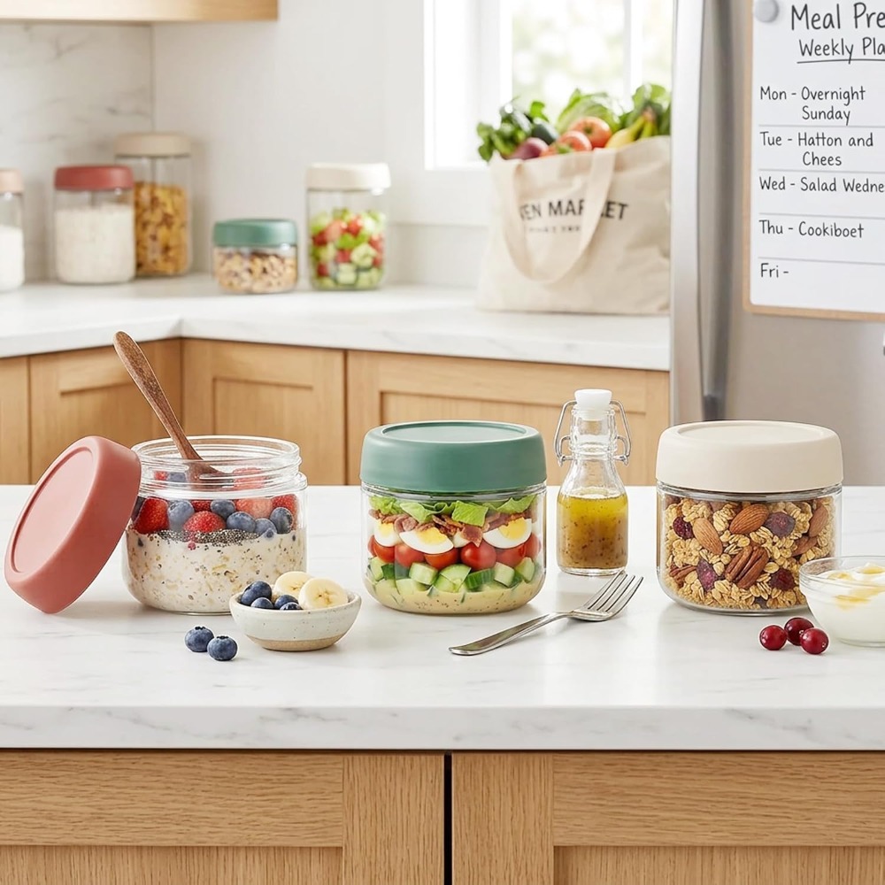 3 Pack 10oz Glass Jars with Sc - Meal Prep Food 리뷰 및 가격