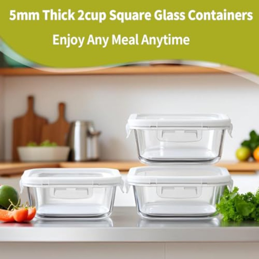 16oz Square Glass Food Storage - Meal Prep Food 리뷰 및 가격