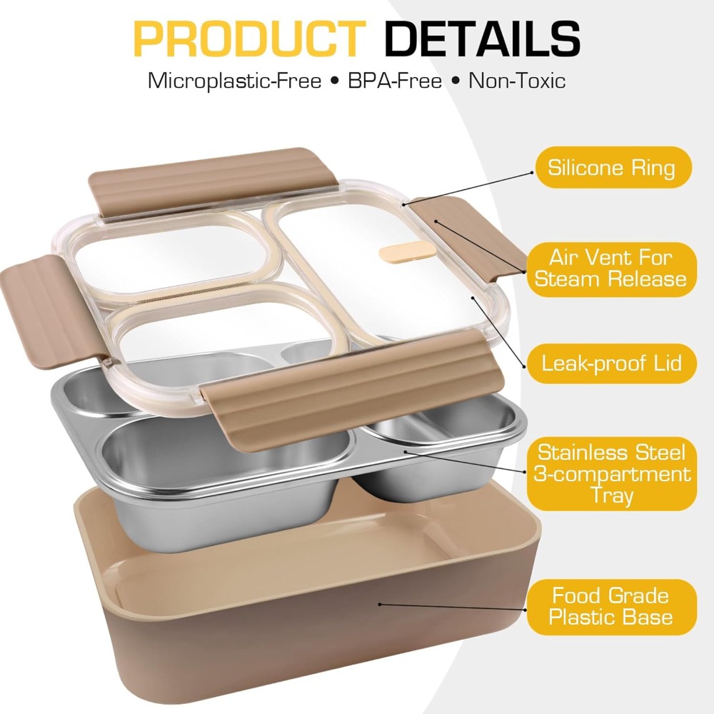 Stainless Steel Lunch Box, 3 C - Meal Prep Healthy Lunch 리뷰 및 가격