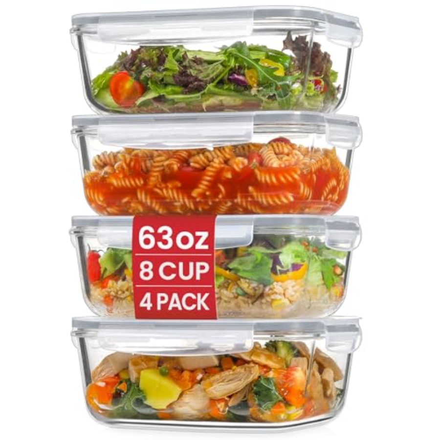 4 Pack 8 Cups/ 63oz Large Glas - Meal Prep Food 리뷰 및 가격