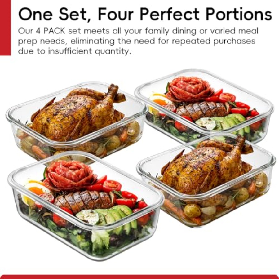 4 Pack 8 Cups/ 63oz Large Glas - Meal Prep Food 리뷰 및 가격